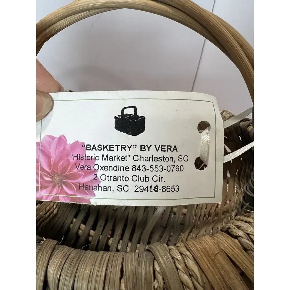 Handmade Vera Oxendine Basket Charleston SC Split Reed Folk Art Primitive